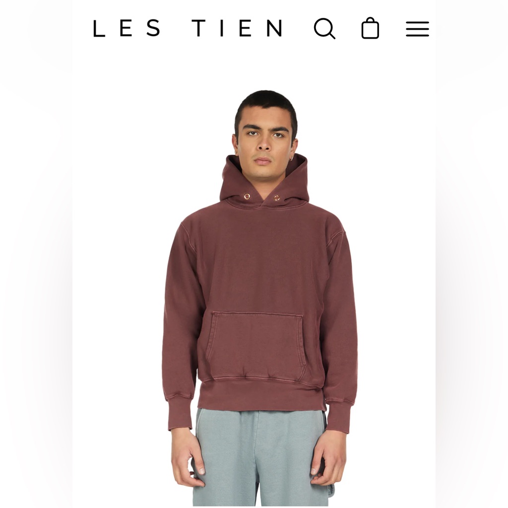 Les Tien Men's Purple Heavyweight Hoodie L